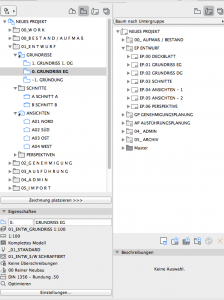 Archicad Vorlagedatei, Ausschnittmappe, Organisator, Navigator, Favoriten, Dateistruktur, Layoutbuch